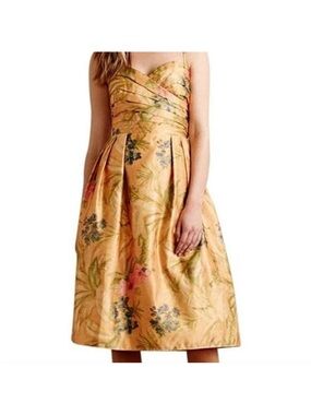 Anthropologie Yellow Brocade Dress James Coviello Botanica size 6